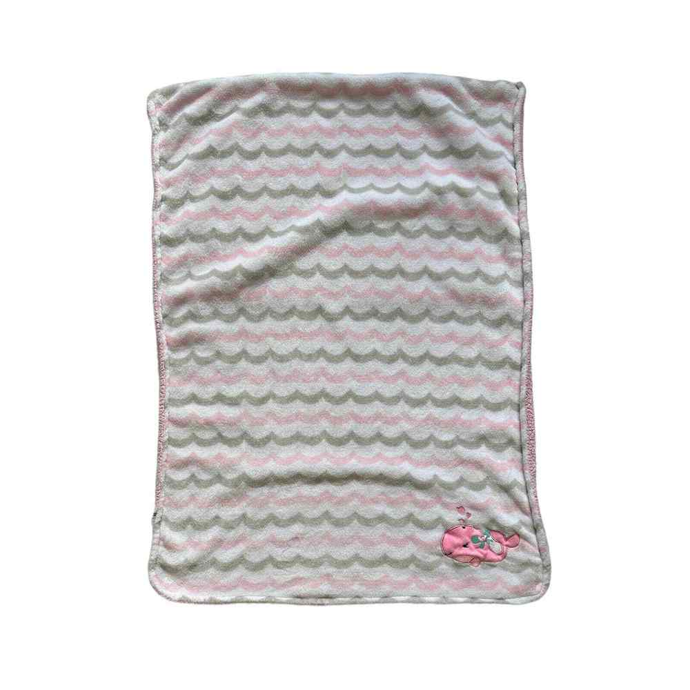 Cribmates Whale Waves Pink Gray Fish Sherpa Baby Kids Security Lovey Blanket